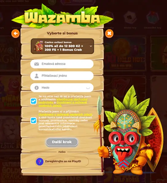 Wazamba registrace